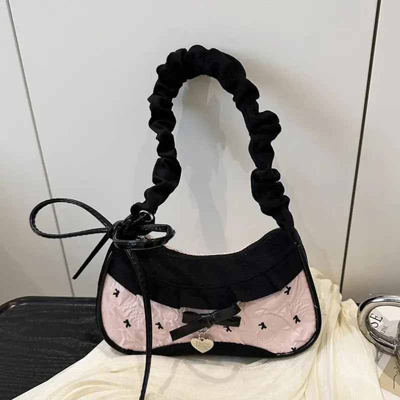 Women’s Shoulder Bag with Lace Ribbon Strap, Daily Casual Handbag