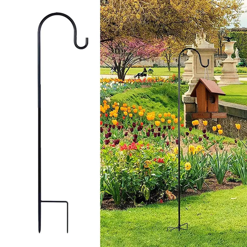 Adjustable Garden Shepherd Hook for Solar Lights Bird Feeders & Decor - Rustproof Wrought Iron, 35 Inch Tall