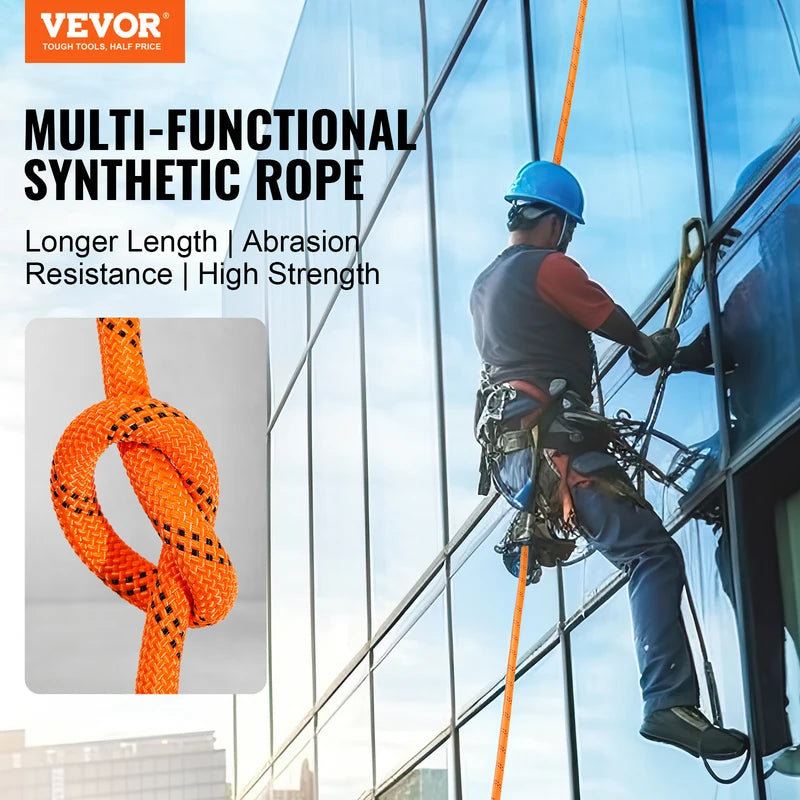 Heavy-Duty Dual-Weave Polyester Rope 220ft for Climbing, Rescue & Outdoor Use
