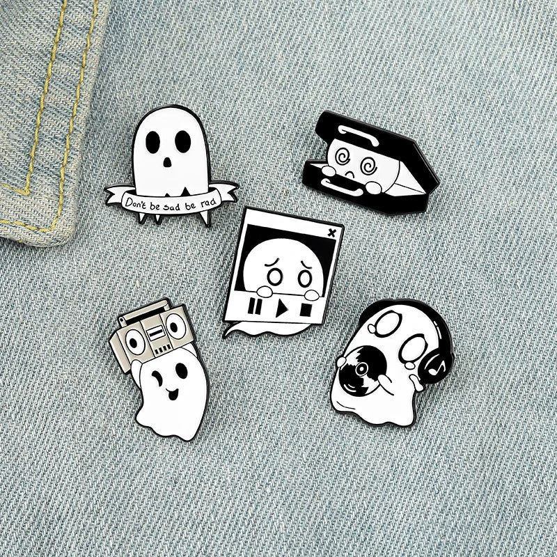 Halloween Ghost Enamel Pins Set - Punk Pumpkin Horror Skeleton Brooches