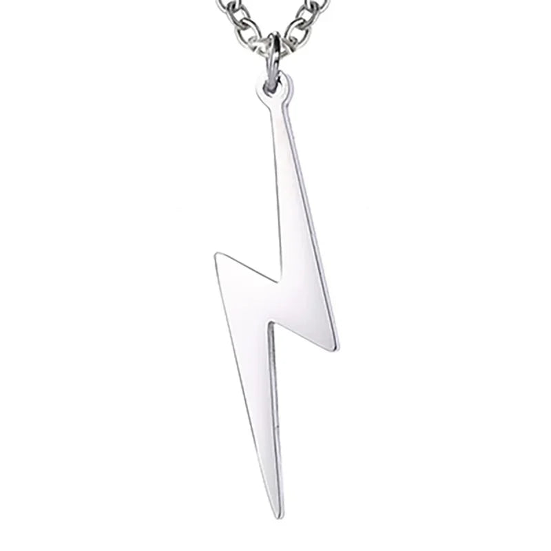 Skyrim Lightning Pendant Necklace - Geometric Stainless Steel Chain Jewelry for Women Men