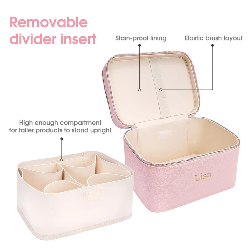 Customized Double-Layer Portable Makeup Bag with Multi-Partition Storage