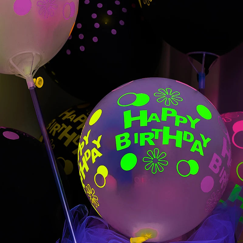 Glow in The Dark Fluorescent Latex Balloons for Birthday & Wedding Parties - 60/10pcs