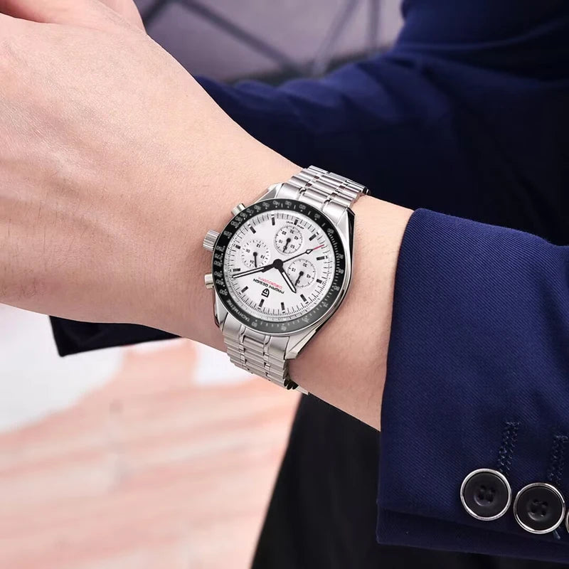Luxury Men's Quartz Watch with Chronograph and 100M Waterproof - Sports Speed Model
