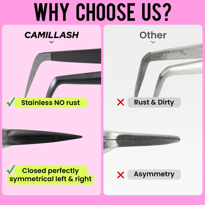 Fiber Tip Lash Extension Tweezers - Titanium Black Nano Tip Eyelash Tool for Lash Tech