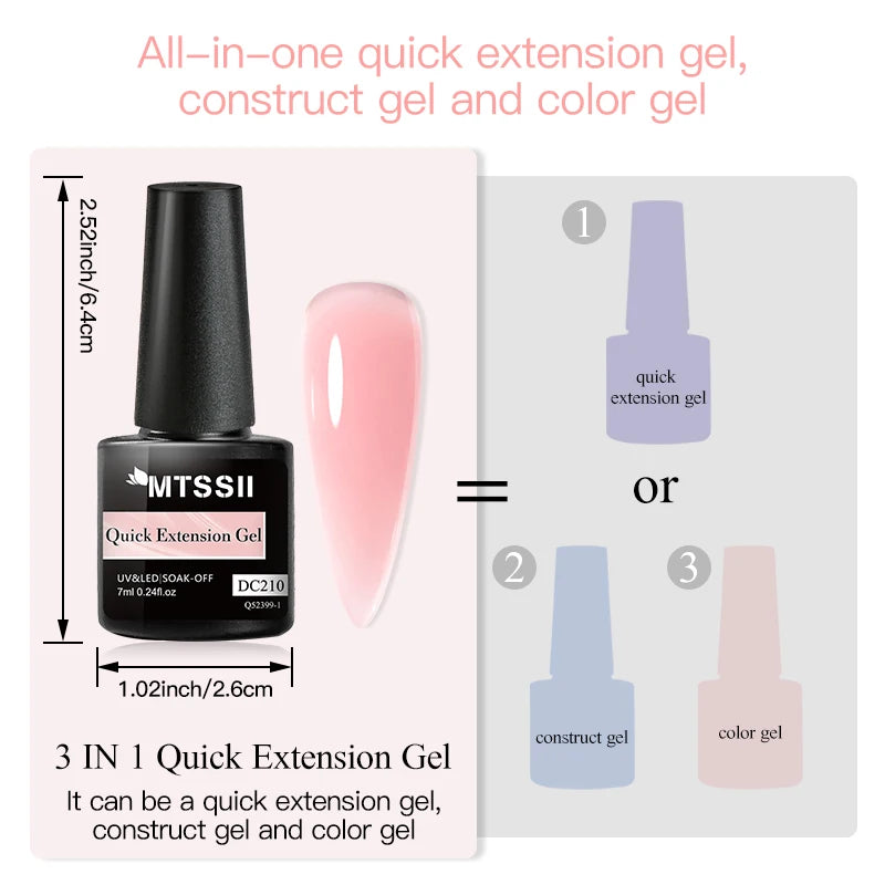 7ML Quick Extension Nail Gel - Semi-Permanent Crystal Pink & Nude UV Construction