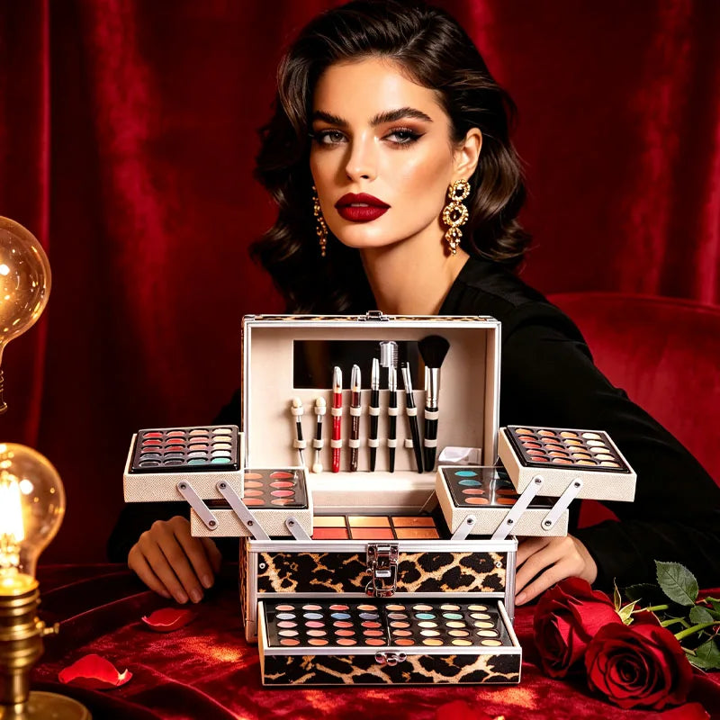 All-In-One Eyeshadow Makeup Kit for Women & Beginners with Mirror, Blusher, Eyeliner, Eyebrow Powder, Perfect for Natural & Glam Looks