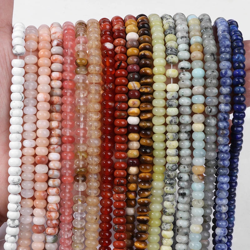 Natural Stone Rondelle Beads for Jewelry Making 5x8mm - Multiple Colors