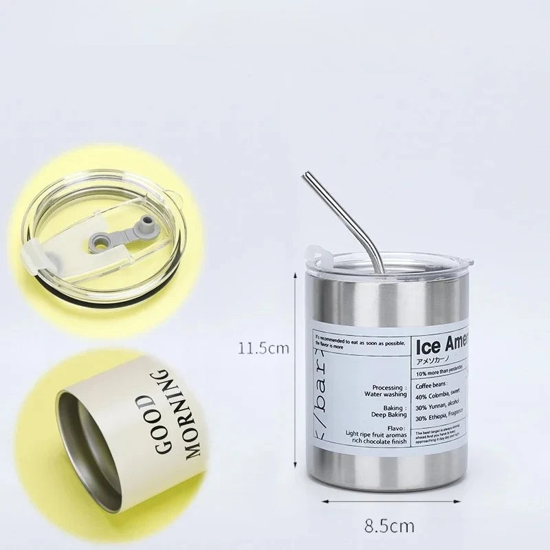 600ML Insulated Stainless Steel Tumbler with Straw - Double-Layer Reusable Cold Water Cup