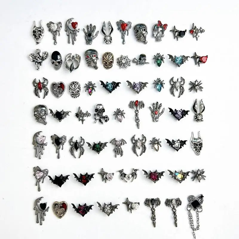 Dark Style Alloy Nail Art Charms Mixed Designs for DIY Manicure