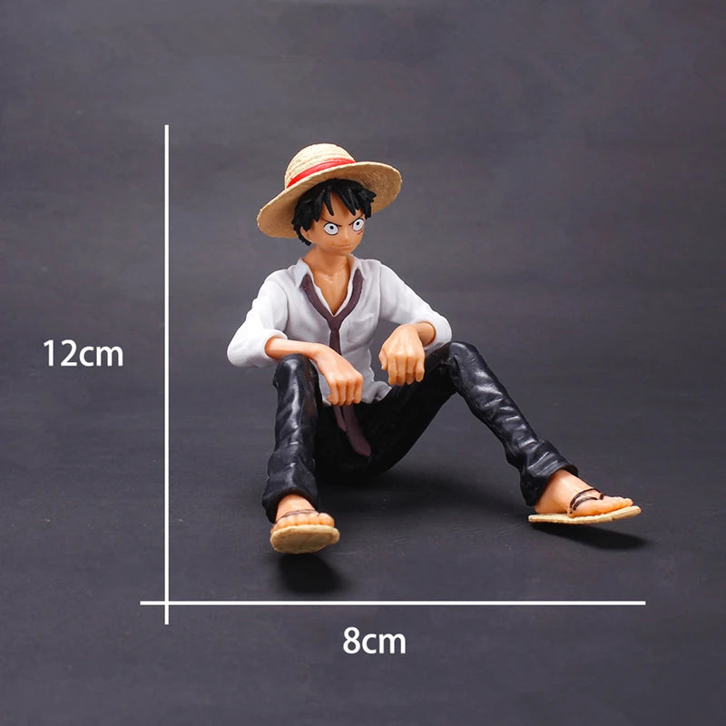 12cm One Piece Luffy Sitting Action Figure PVC Model Collectible Toy for Fans