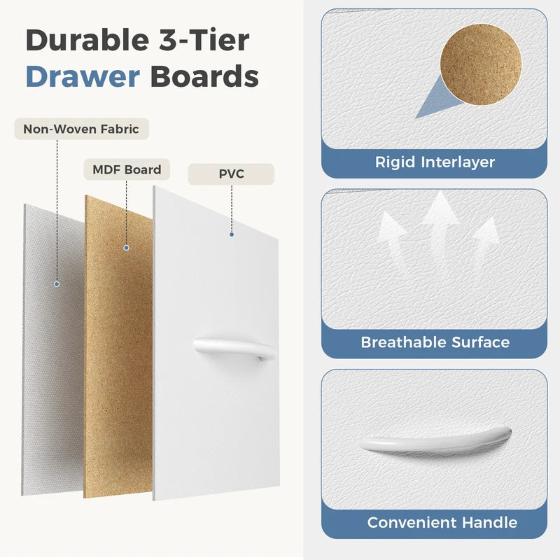 Fabric Drawer Chest with Raised Shelf Metal Frame Storage Tower for Bedroom Closet