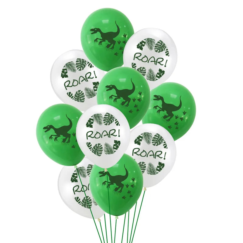 Dinosaur Birthday Garland Banner with Balloons - Jungle Animal Party Decor