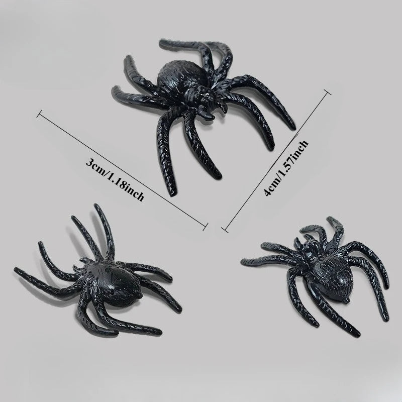 Halloween Spider Prank Props - Small Realistic Plastic Decorations Set of 10