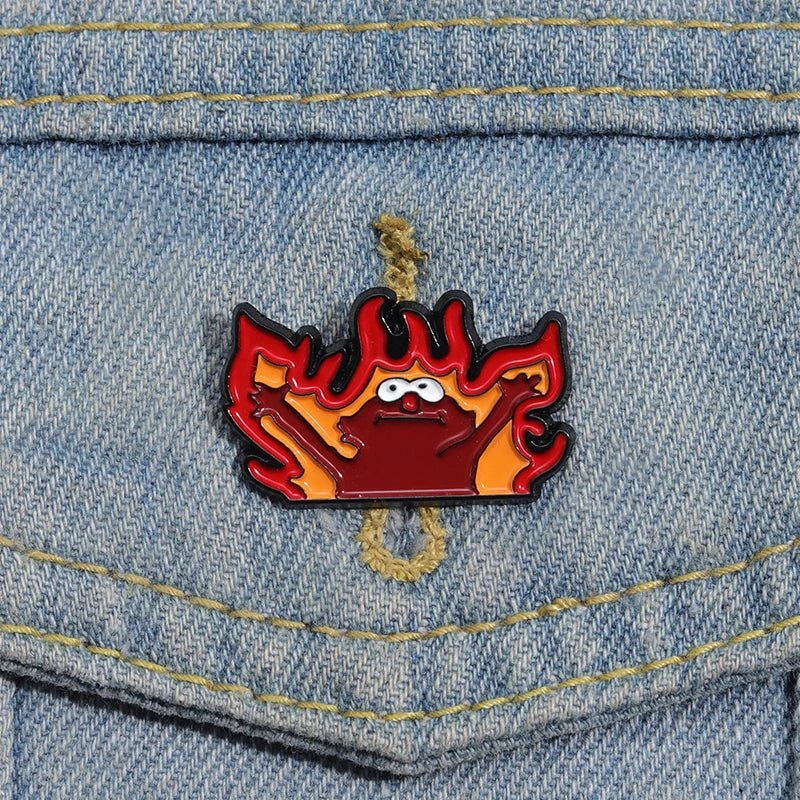 Cute Cartoon Enamel Pins - Fire Helllmo Brooches for Kids & Friends