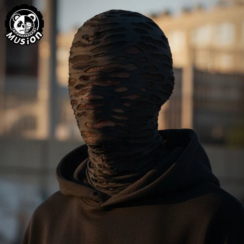 Gothic Punk Distressed Face Mask - Windproof Breathable Balaclava for Skiing Cycling Halloween