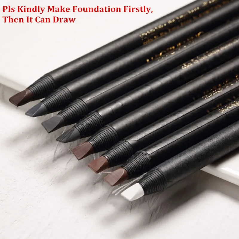 12-Piece Waterproof Eyebrow Pencil Set for Natural Long-Lasting Brows - Multiple Colors