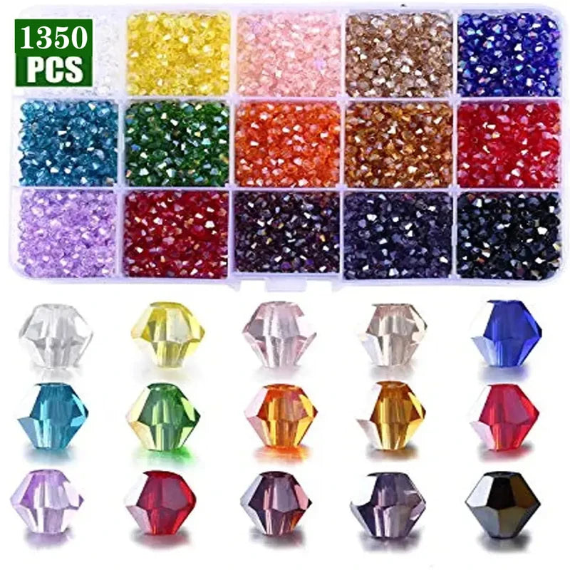 Multi-Faceted Glass Bead Set for Jewelry Making - 3 4 6mm Bicone Crystal Beads