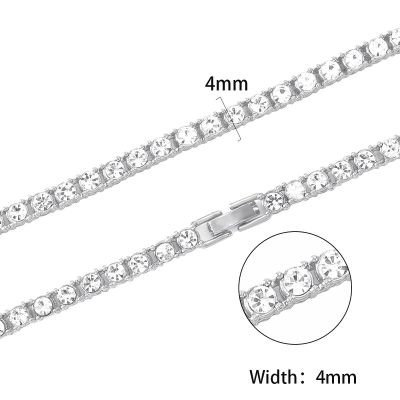 Men's Women's Iced Out 4MM Tennis Chain Necklace & Bracelet Set - Hip-Hop Jewelry
