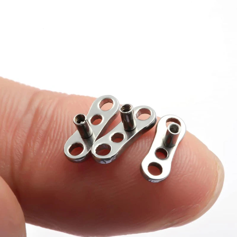 16PCS Crystal Dermal Anchor Tops 3-6mm Surface Piercing Skin Base - Surgical Steel