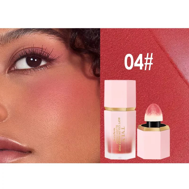 3-Color Matte Liquid Powder Blusher Set with Sponge Brush - Waterproof & Natural Finish
