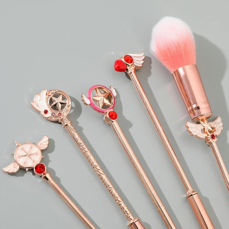 5pcs Metal Handle Makeup Brush Set Pink Anime Card Captor Sakura Cosmetics
