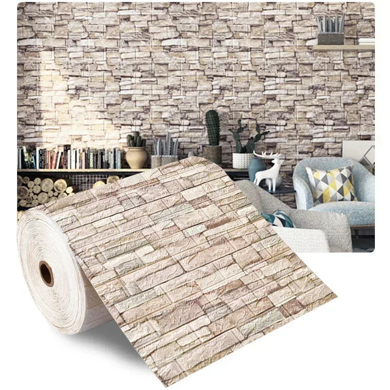 Self-Adhesive 3D Foam Brick Wall Sticker for Living Room & Bedroom