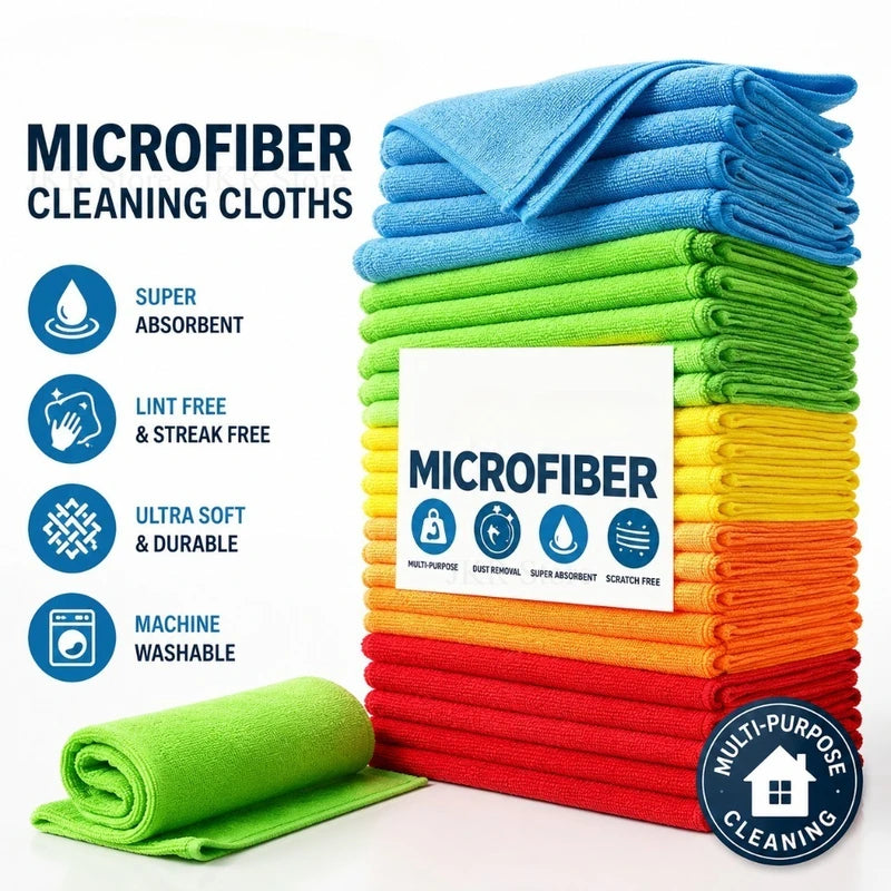 Reusable Microfiber Cleaning Cloths Set - Absorbent Dish Towels for Kitchen Bathroom Car