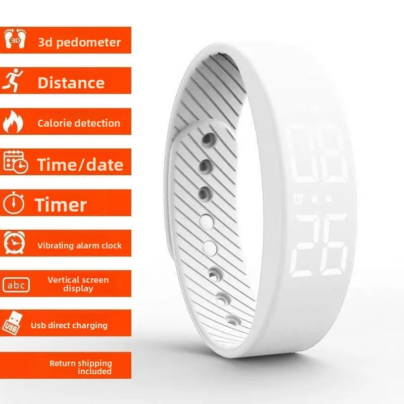 Unisex Digital Sport Watch Waterproof Silent Vibration Alarm Pedometer