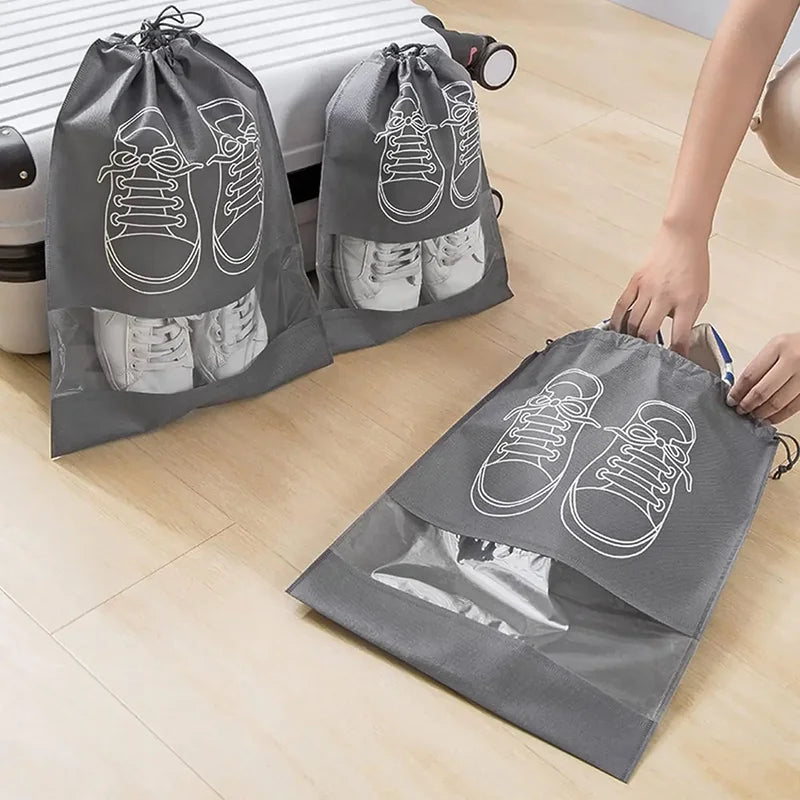 Non-Woven Shoe Storage Organizer Bags Pack - Dustproof, Reusable & Portable