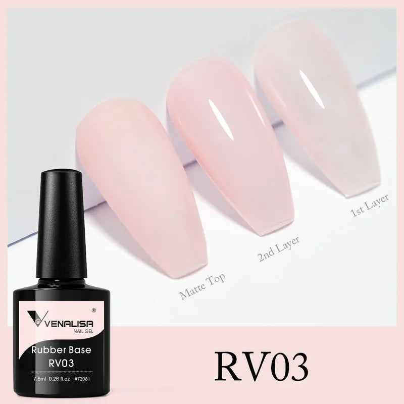 Semi Transparent Pink Rubber Base Coat Nail Gel - UV LED Soak-Off Gel Polish