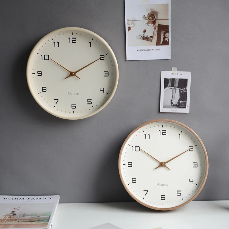 Nordic Style 12-Inch Wooden Wall Clock Modern Minimalist Quiet Living Room Decor
