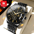 Men's Luxury Waterproof Stainless Steel Quartz Watch with Box Gift Set