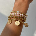 Retro Multi-Layer Star Pendant Bracelet with Beaded Elastic Thread