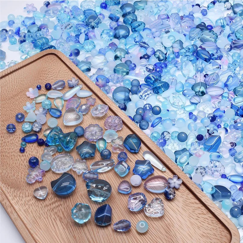 Glass Beads for Jewelry Making - Mixed Sizes, Shapes & Colors, 30g/100g