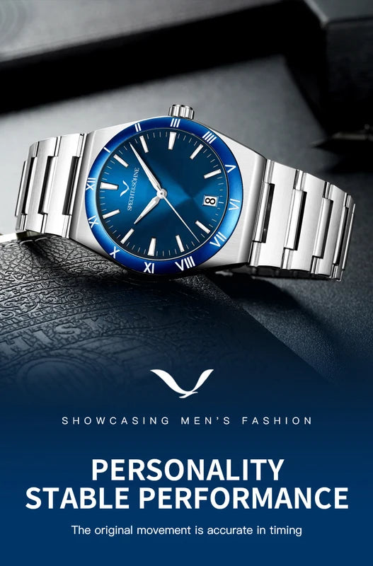 Men's Quartz Wristwatch 38MM Waterproof Stainless Steel Watch for Men