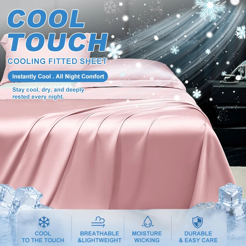 Breathable Summer Cooling Bed Sheet - Ice Silk Flat Sheet for Luxury Bedding