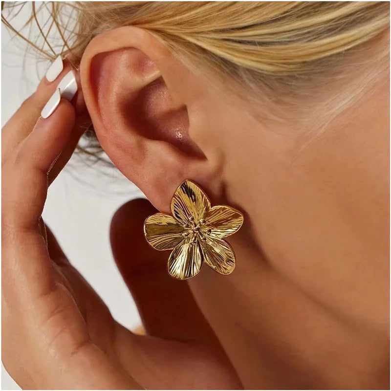 2-Pair Women's Trendy Flower Earrings Stainless Steel Jewelry Gift Set