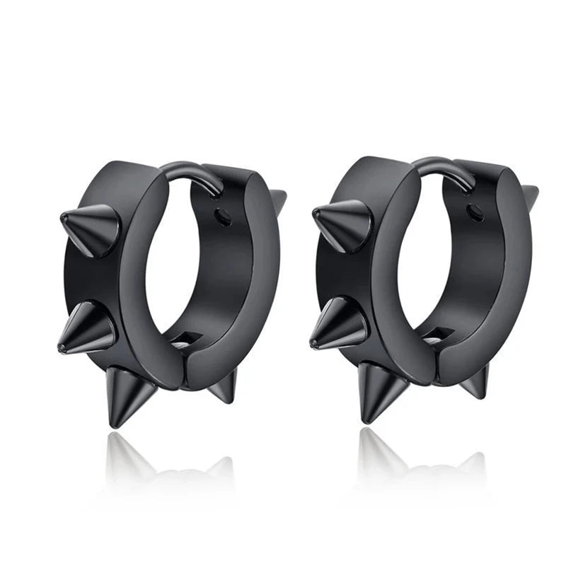 Unisex Punk Spiky Stainless Steel Earrings with Thorn Design - Street Gothic Jewelry