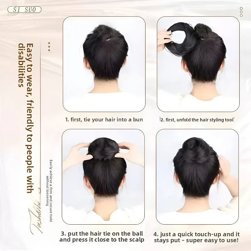 Synthetic Hair Bun with Elastic Clips Bird's Nest Style Hairpiece - Retractable & Fashionable