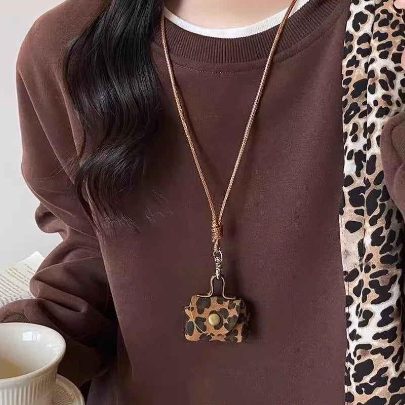 Women's Small Leather Bag Pendant Necklace - Vintage Korean Style Fashion Accessory