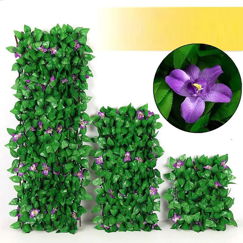 Artificial Privacy Fence Screen with Flower Pattern - Expandable Garden Divider - Outdoor & Balcony Decor