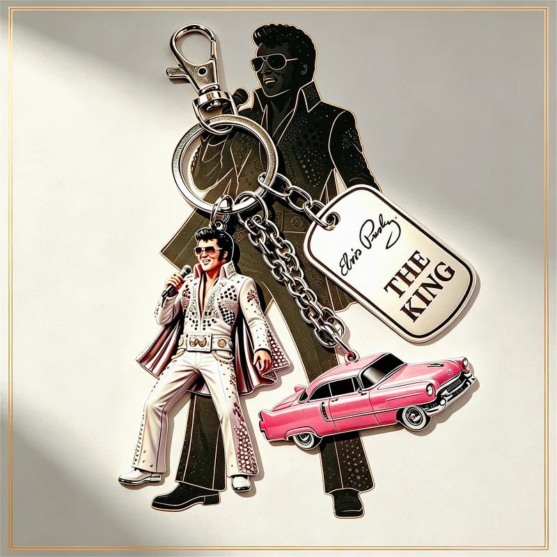 Michael Jackson Elvis Presley Dance King Keychain - Fashionable Singer Pendant