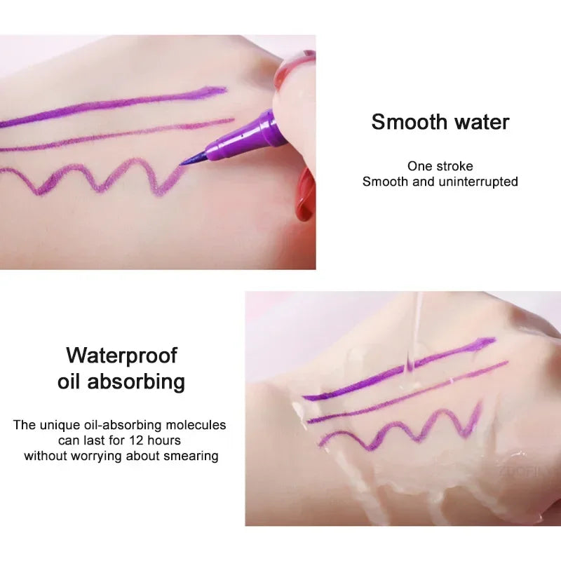 Waterproof Liquid Eyeliner Pen - Fine Tip, Long-Lasting, 6 Colors