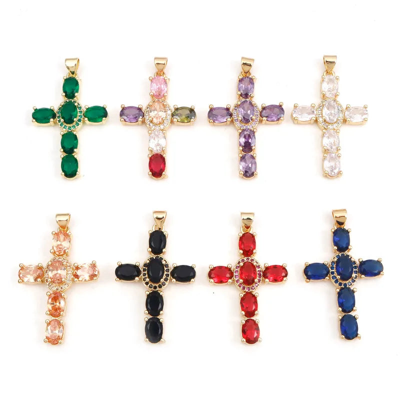 Copper Religious Cross Pendant Jewelry Findings for DIY Necklace & Bracelet Making 4cm x 2.3cm