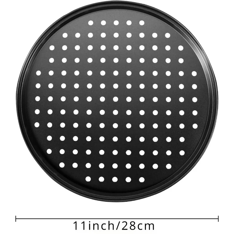 28cm Round Pizza Pan with Holes for Oven Baking Nonstick Steel Pizza Tray