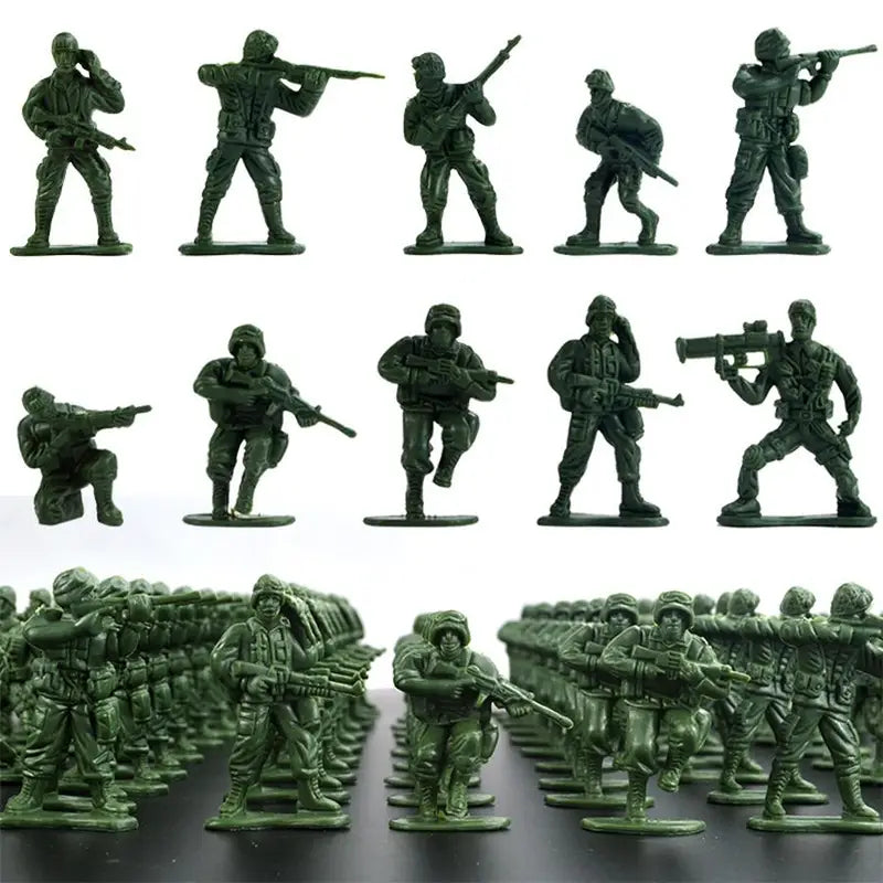 36/72pcs Green Plastic Soldier Mini Figures for Scene Building Creative Military Action Models