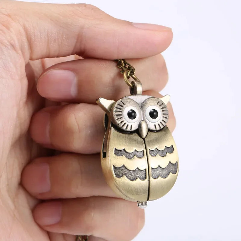 Vintage Owl Shape Pendant Necklace with Clock | Unisex Alloy Jewelry Gift