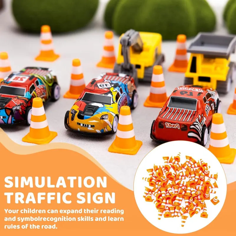Mini Traffic Cones ABS Plastic Road Safety Props for Scene Layout & Play