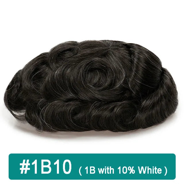 Men's Thin Skin V-Loop Toupee Hair System - Natural Human Hair Prosthesis